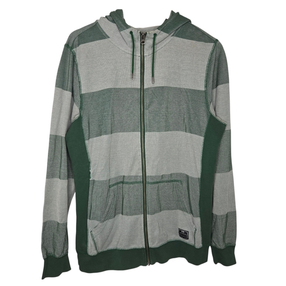 Nike Mens Retro Y2K Monochromatic Green Striped Full Zip Hooded Jacket Medium - Picture 1 of 10